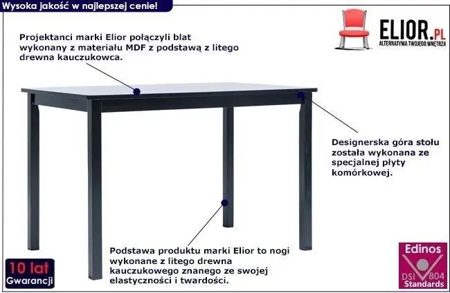 Czarny stół z drewna kauczukowego Delva