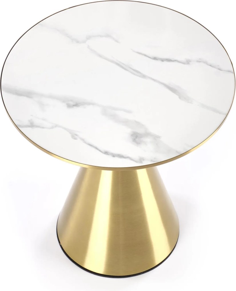 Złoty stolik pomocniczy Tribeca z marmurowym blatem