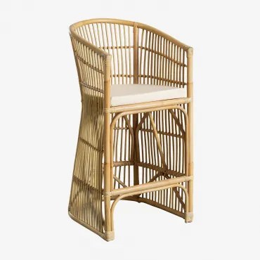 Wysoki Stołek ↑70 Cm Z Rattanu Izabal Miel - Sklum