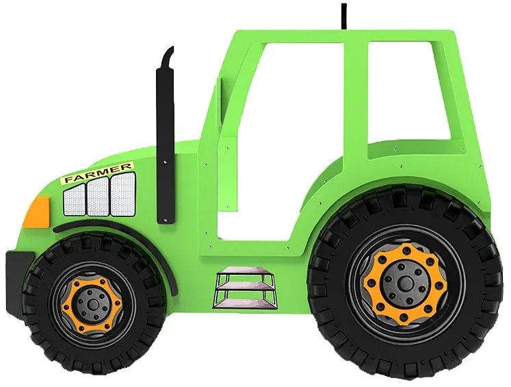 Zielone łóżko ciągnik dla dziecka z oświetleniem LED N4-G24