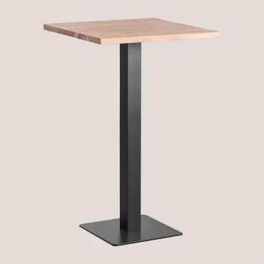 Wysoki Kwadratowy Bar Z Drewna Akacjowego Wąski ↔︎ 70 Cm & Czarny - Sklum