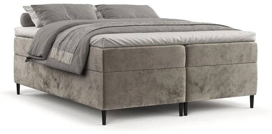 Jasnobrązowe łóżko boxspring ze schowkiem 160x200 cm Araya – Maison de Rêve