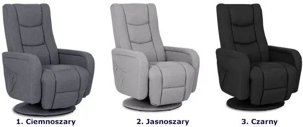 Jasnoszary obrotowy fotel z masażami - Rara 3X