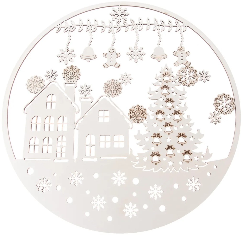 Drewniana świąteczna dekoracja ścienna Pierniczek, 37 cm