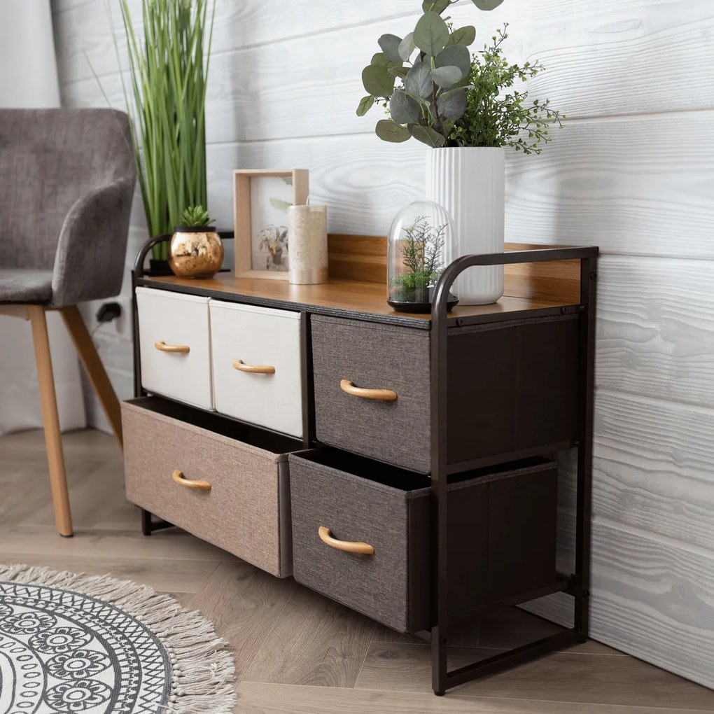 Komoda z szufladami z tkaniny HAZEL TYP 4, brązowy, S