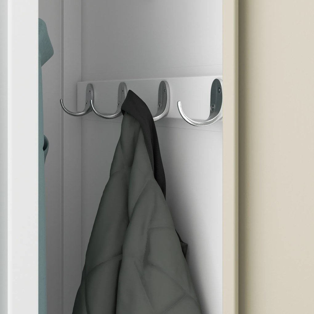 Szafka ubraniowa BHP biała/ dąb sonoma: czterokomorowa Eco Design KACPER, 800 x 1800 x 500 mm