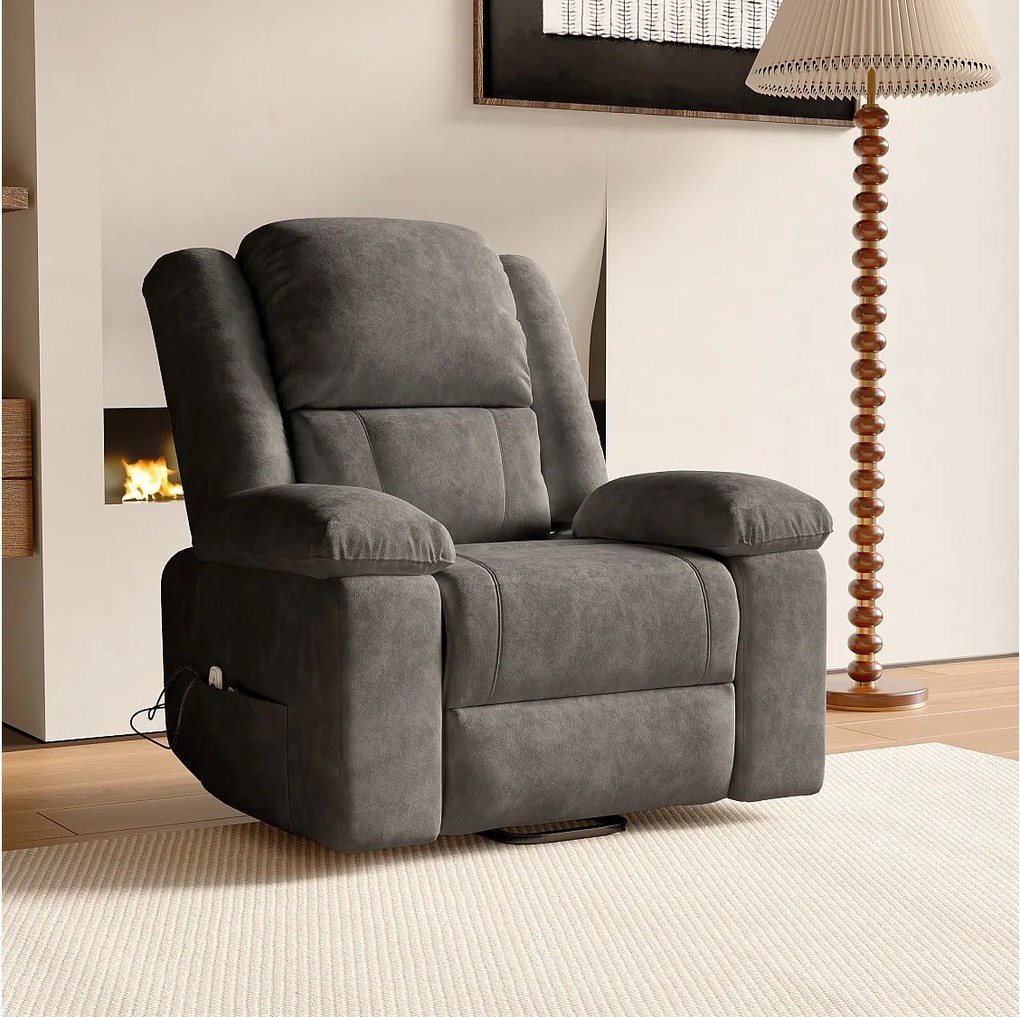 Luksusowy elektryczny fotel relaksacyjno-masażowy, szary