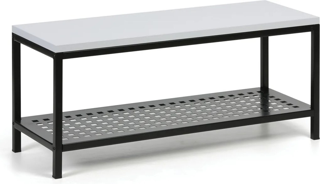 Ławka szatniowa z metalową półką na buty, 1000x360x439 mm, szara