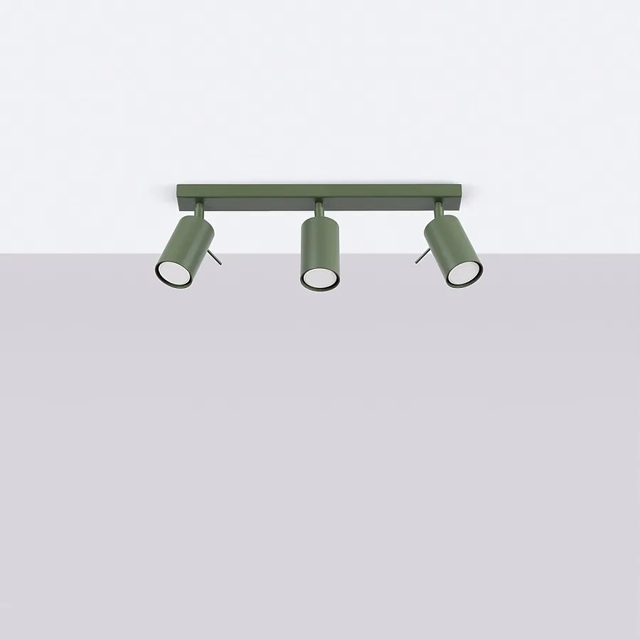 Lampa sufitowa nowoczesny Briix, stal - 3 źródło światła 4000K - L.45 x H.17 cm - zielony oliwkowy