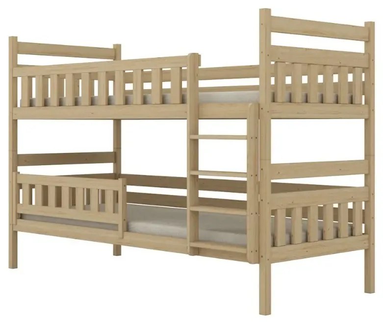 Łóżko piętrowe BARTEK 200x90 sosna lakierowana drewniane z szufladami KOCOT KIDS