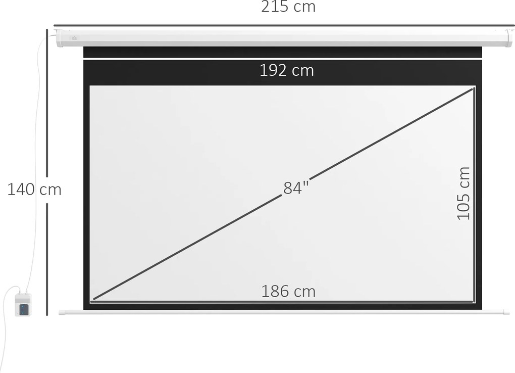 HOMCOM Ekran projekcyjny, 16:9, 84 cale, z pilotem, motorowy