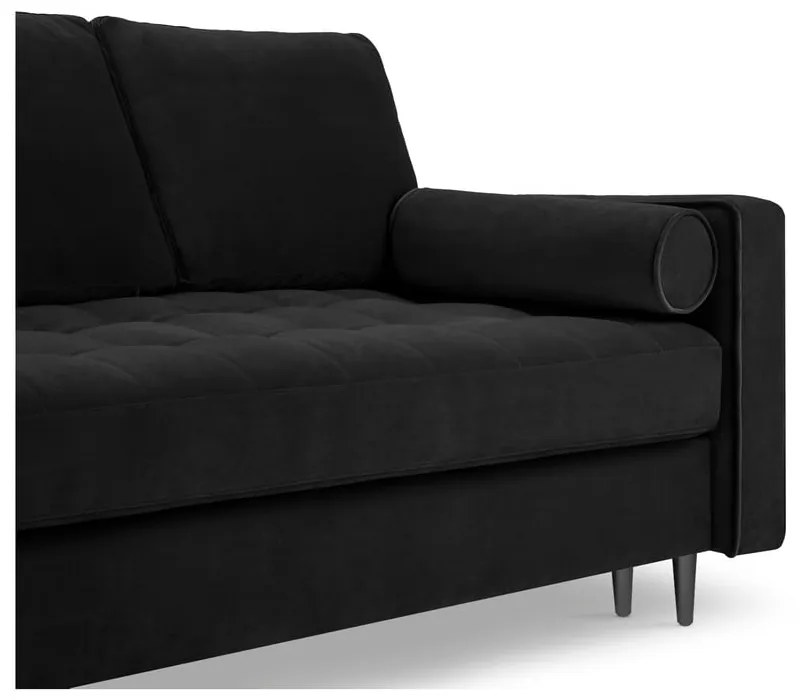 Czarna aksamitna rozkładana sofa Milo Casa Santo