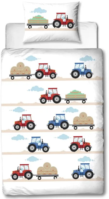PrzytulneMieszkanie.pl PrzytulneMieszkanie.pl Dziecięca pościel flanelowa TRACTOR biała Rozmiar pościeli: 80 x 80 cm | 135 x 200 cm
