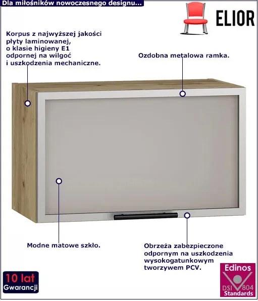 Kuchenna szafka górna okapowa z witryną dąb craft - Vokres 30X