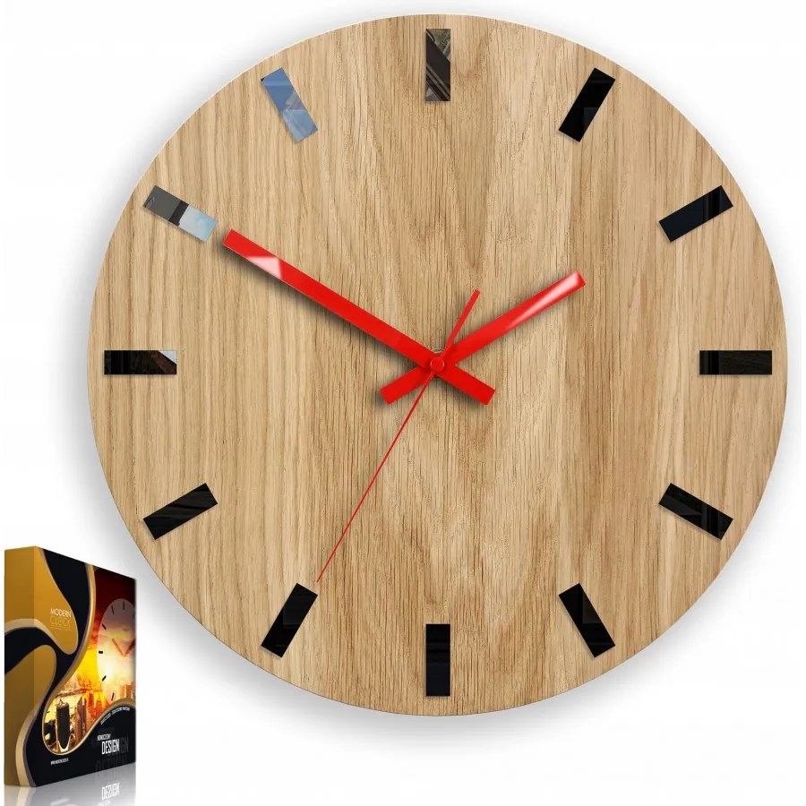 Zegar na ścianę nowoczesny drewniany z cichym mechanizmem okrągły solidny