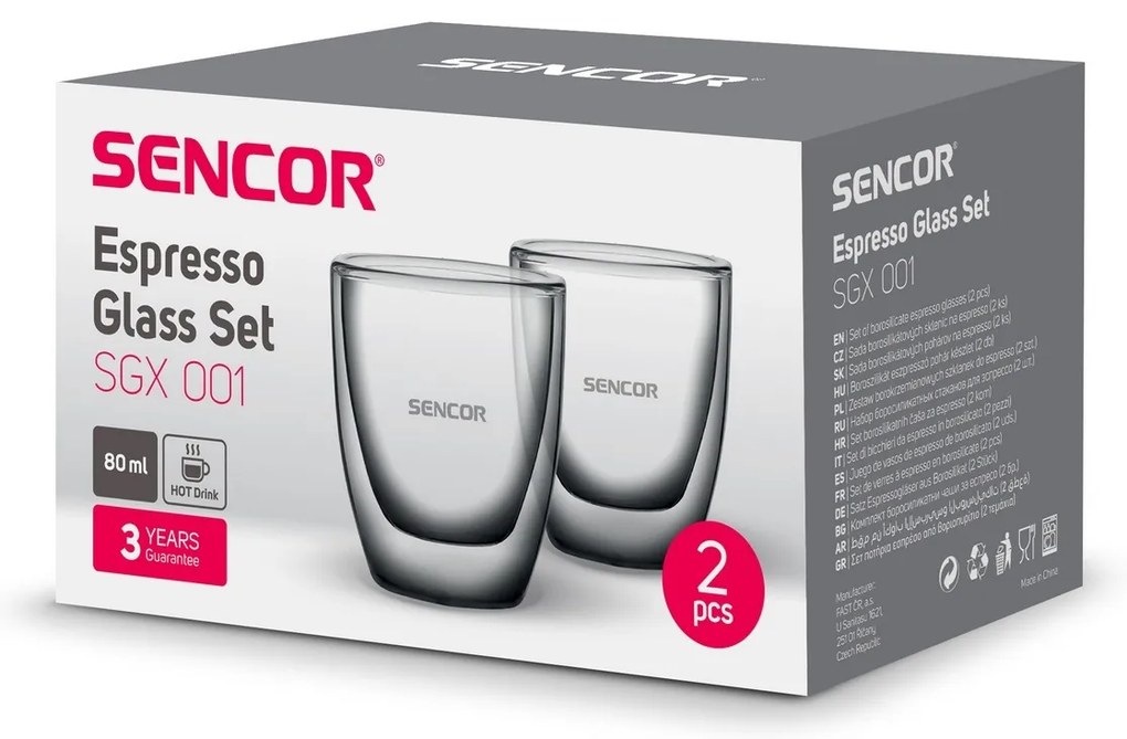 Sencor SGX 001 szklanka termiczna do espresso 80 ml, 2 szt.