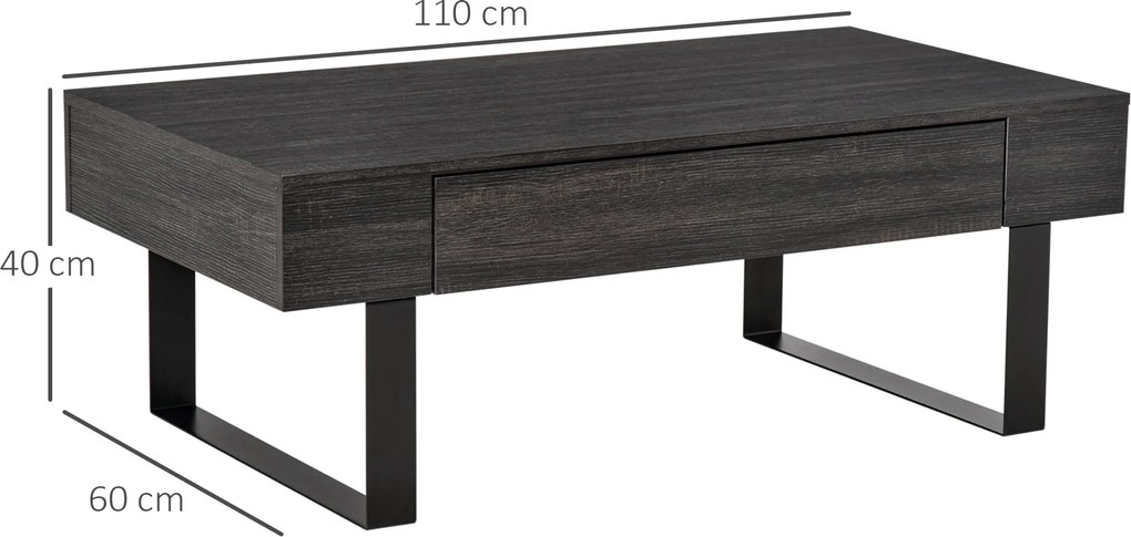 HOMCOM stolik kawowy z szufladą w ciemnoszarym kolorze stabilna i prosta konstrukcja idealna do salonu | Aosom PL