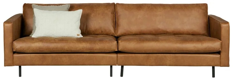 Brązowa sofa ze skóry z recyklingu BePureHome Rodeo, 277 cm