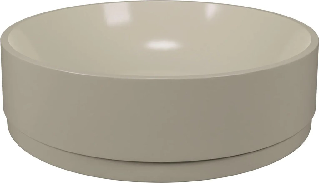 Umywalka z konglomeratu nablatowa okrągła beżowa 40 cm KALMI beige mat
