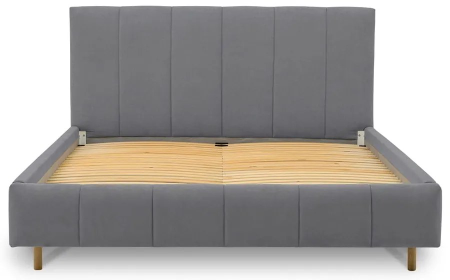 Szare tapicerowane łóżko dwuosobowe ze stelażem 180x200 cm Zee – Scandic