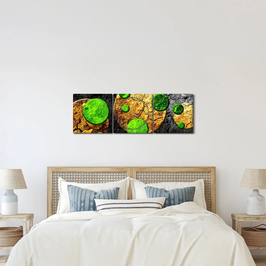 Obraz abstrakcji - Kule (z zegarem) (90x30 cm)