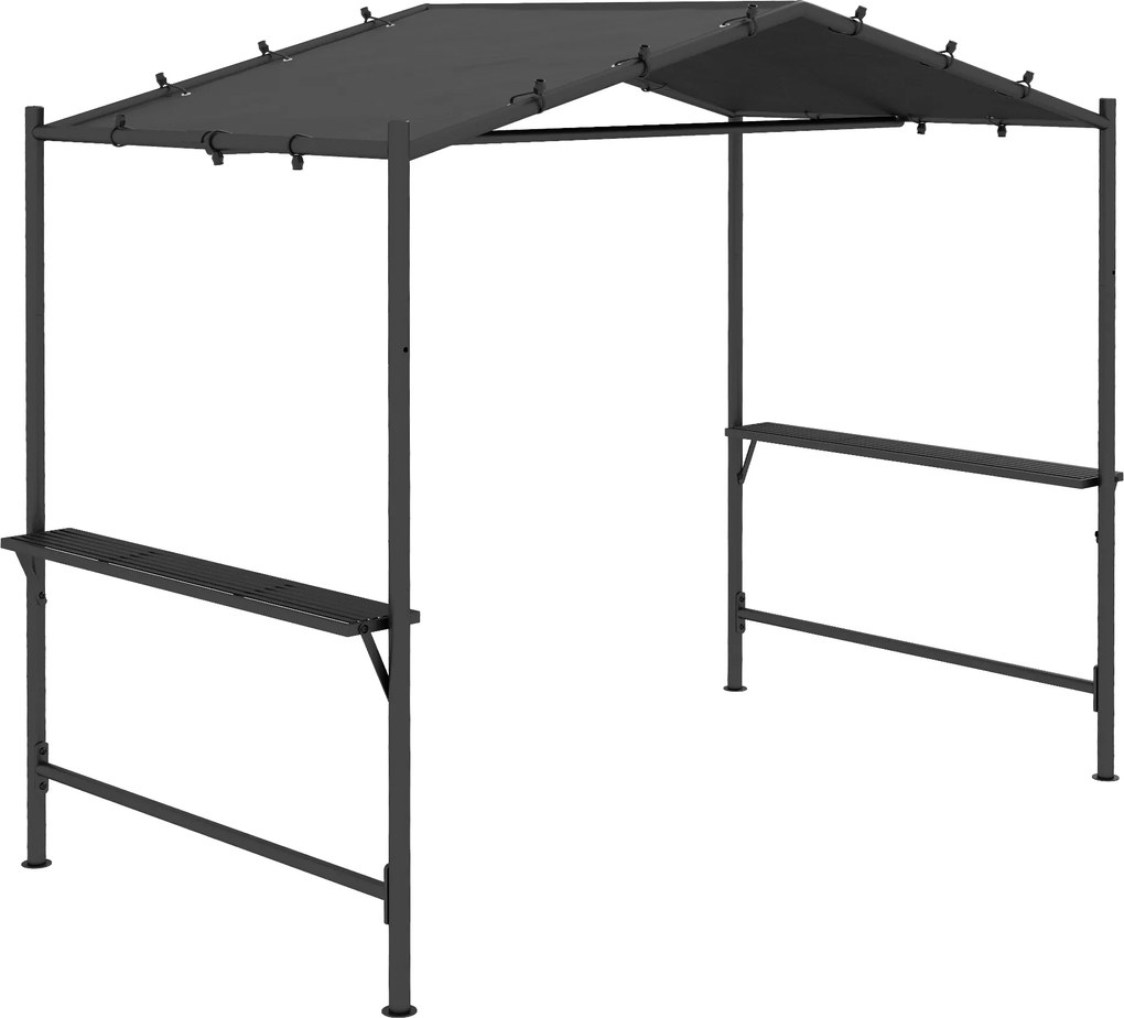 Outsunny Namiot na Grilla Zadaszenie, odporny na warunki atmosferyczne, z bocznymi kieszeniami, 277 x 149 x 230 cm, Ciemnoszary