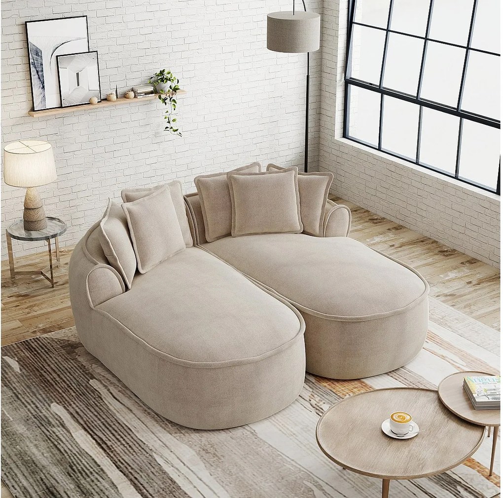2-osobowa sofa modułowa z poduszkami oparciowymi, szenil, kolor taupe, 184x164x92 cm