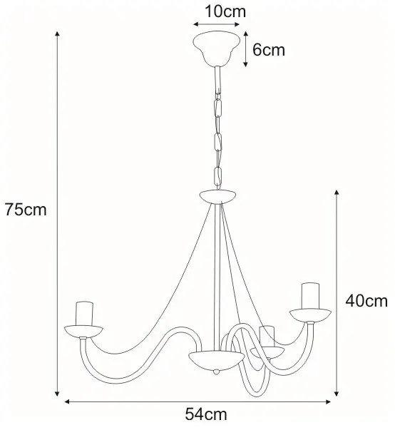 Czarny żyrandol świecznikowy trzyramienny - A754 brązowa
