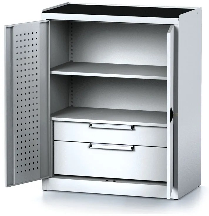 Szafa warsztatowa MECHANIC, 1170 x 920 x 500 mm, 1 półki, 2 szuflady, szare drzwi