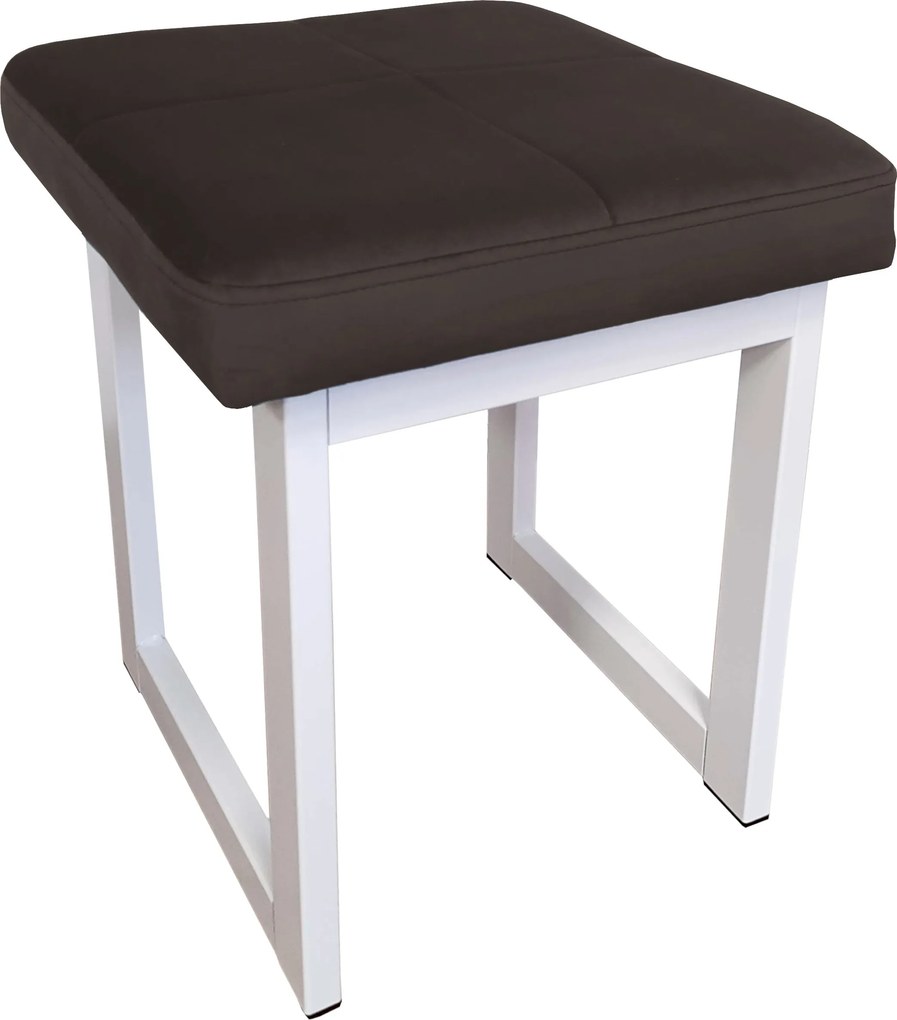 Taboret SOLID tkanina Welur stelaż metalowy STOŁEK LOFT : Kolor Stelaża - Biały, Kolor tkaniny - VELVET - MG05, Typ tkaniny - Velvet, Wysokość - 45 cm