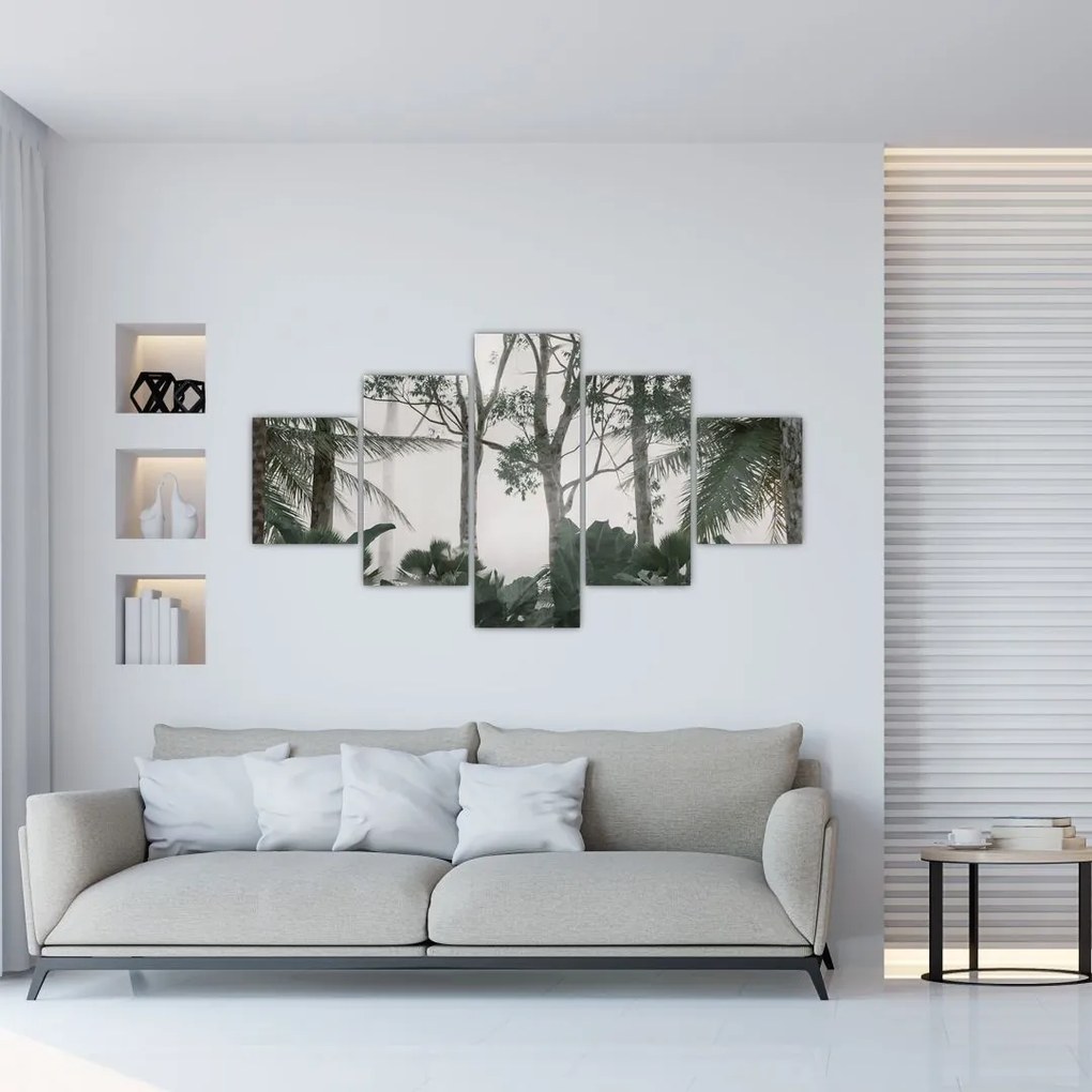 Obraz - dżungla w porannej mgle (125x70 cm)