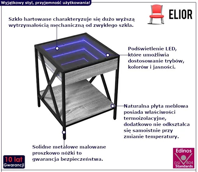 Stolik kawowy szary dąb sonoma - Nivelo