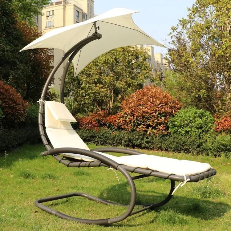 Bujana leżanka ogrodowa z daszkiem Casaro 158, beżowy