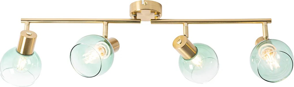 Spot art deco złoty z zielonym szkłem 4-źródła światła - Vidro