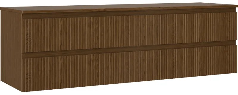 Mexen Rivel szafka łazienkowa podumywalkowa 160 cm z blatem, 2 szuflady, ryflowana , orzech - 91A20-16047-2-BFFC86