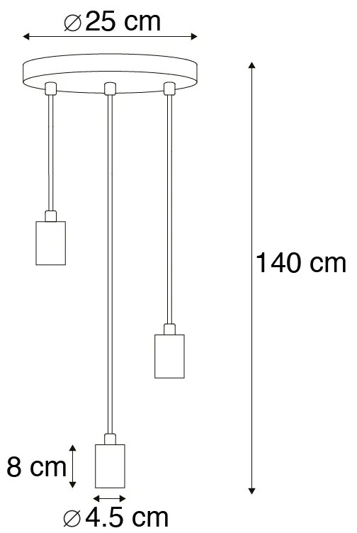 Lampa wisząca w stylu art deco miedziana 3-światłowa - FacilDesignerski Oswietlenie wewnetrzne