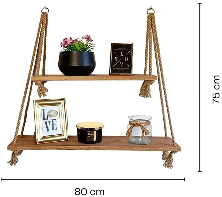 Półka kuchenna w stylu boho dąb craft złoty G7-G54
