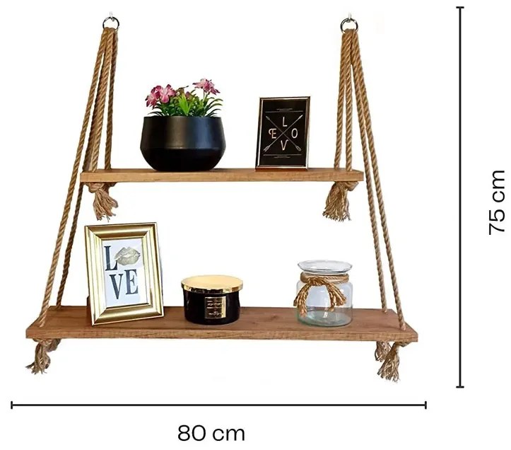 Półka kuchenna w stylu boho dąb craft złoty - Jetta