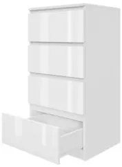 Komoda BASIC 4 szuflady – Biała połysk | 50x97x40 cm