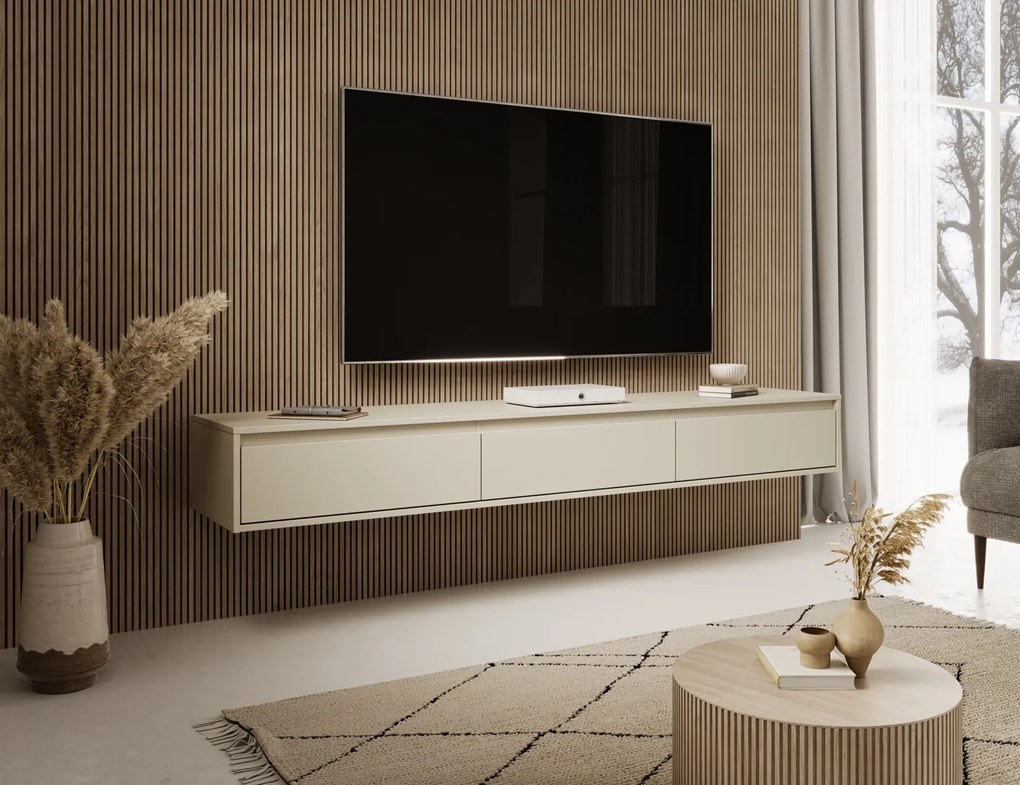 Kaszmirowa szafka RTV Silk szer. 200 cm, wisząca