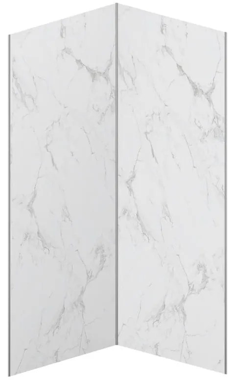 Zestaw 2 paneli ściennych aluminiowych pod prysznic z efektem białego marmuru z profilami - 2 x szer. 90 x wys. 210 cm - ENEKO