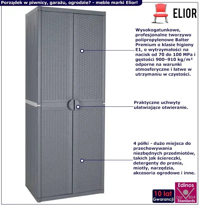 Szara szafa gospodarcza dwudrzwiowa S2-A34