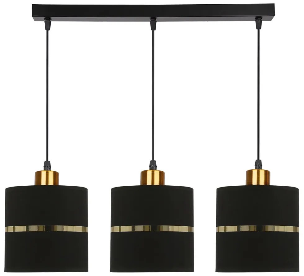 Lampa z 3 abażurami do salonu czarny + złoto - 11X Z037 N1-K46