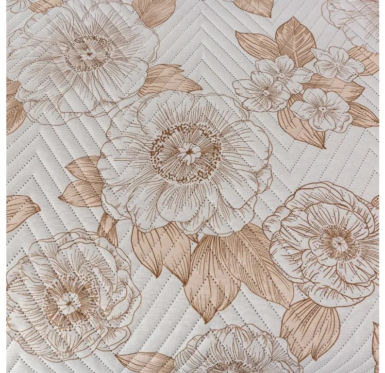 Narzuta na łóżko PETALIS kremowy / brązowy Rozmiar: 220 x 240 cm