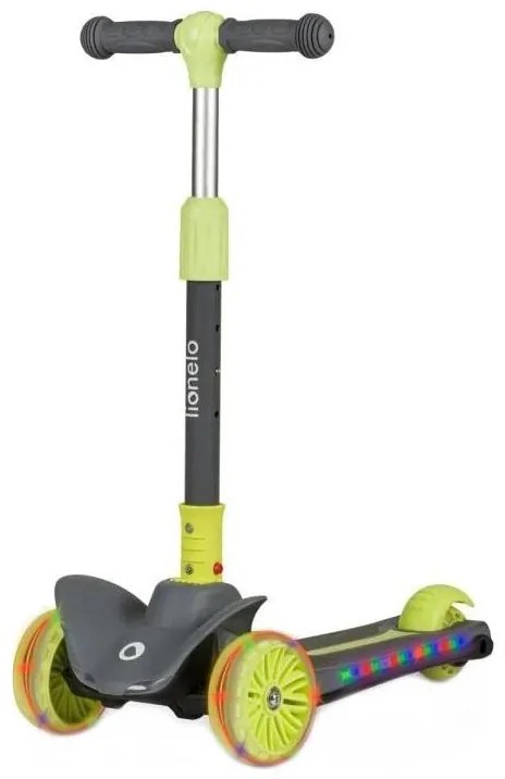 Lionelo - Dziecięcy skuter TIMMY 3xAA zielony/szary