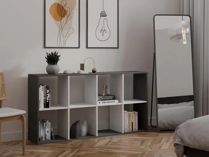 Otwarty regał nowoczesny biały+antracyt 5xR6-B50