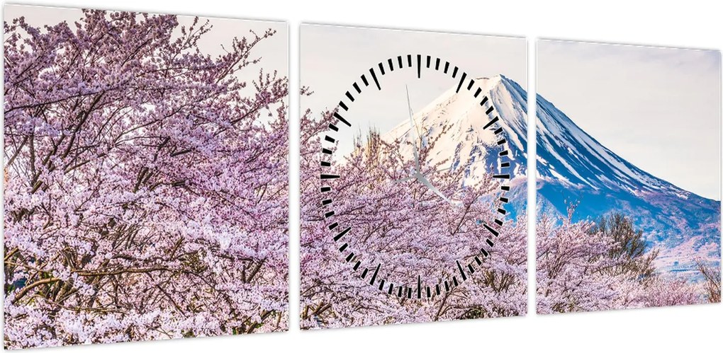 Obraz - Japonia wiosną (z zegarem) (90x30 cm)