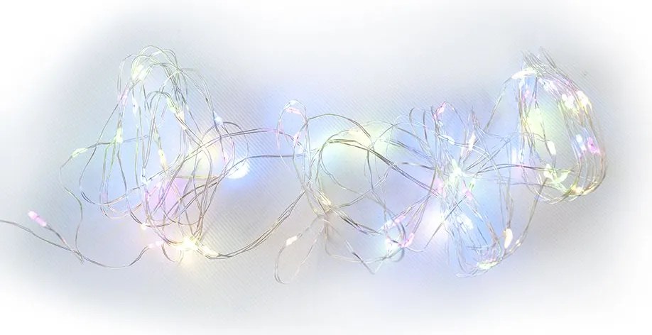 Świąteczny LED srebrny drut - 40 LED, kolor