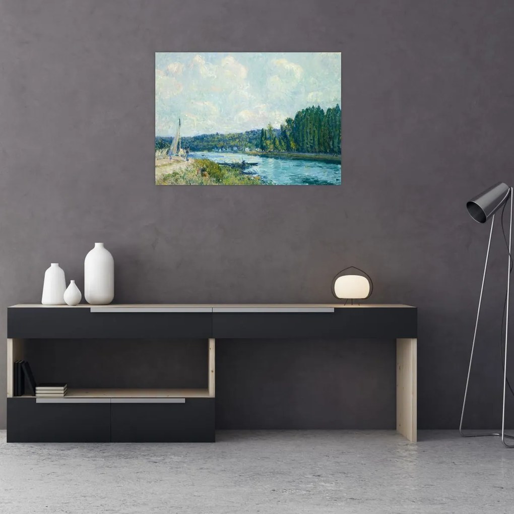 Obraz na szkle - Alfred Sisley, The Banks of the Oise, reprodukcje (70x50 cm)