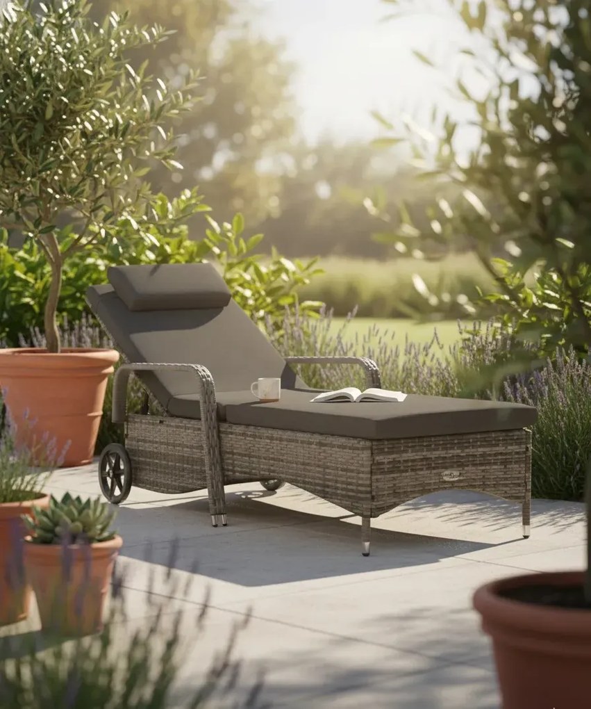 Leżak ogrodowy z kółkami K1-E10